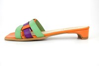 Trendy Slippers met Lage Hak - oranje, groen, lila/paars in grote maten
